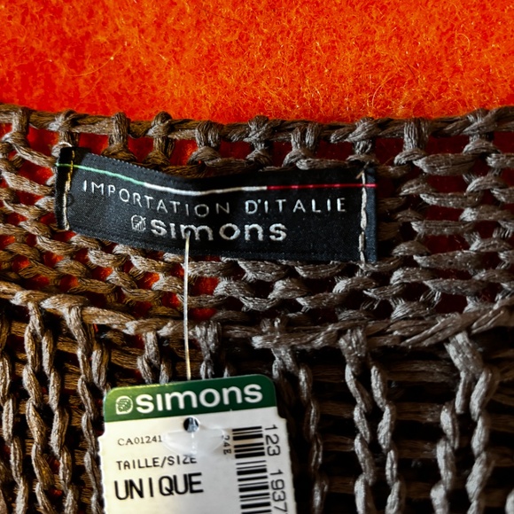 Brown ribbon mesh weave cropped sweater made in Italy NWT - Picture 5 of 7